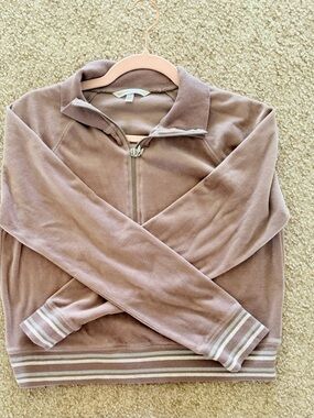 Y2K/VTG Victoria's Secret Crop Velour Zip Up Sz M